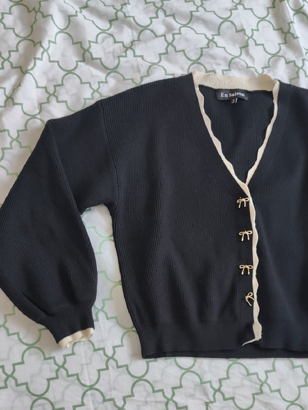 En Saison Black Cardigan Sweater